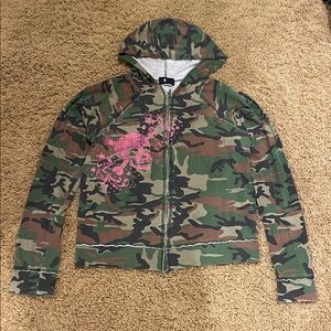 Morbid Threads Green and Pink Skull Hoodie